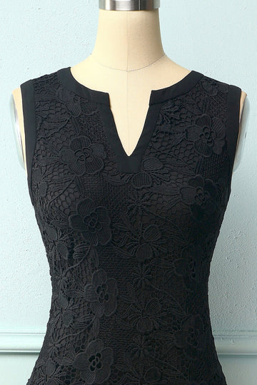 Vestido de renda floral preto